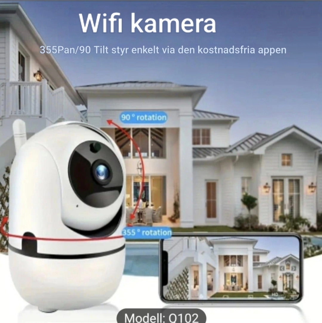 WiFi Övervakningskamera med 355° rotation och mörkerseende – Modell Q102