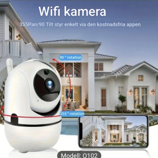 WiFi Övervakningskamera med 355° rotation och mörkerseende – Modell Q102