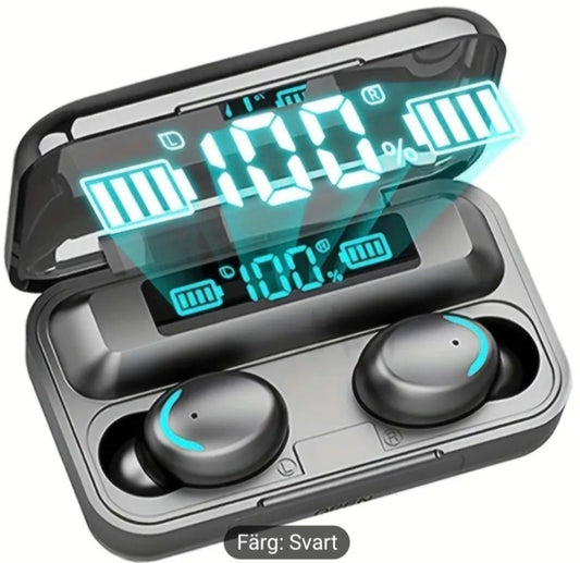Trådlösa hörlurar med laddningsetui/powerbank – Svart