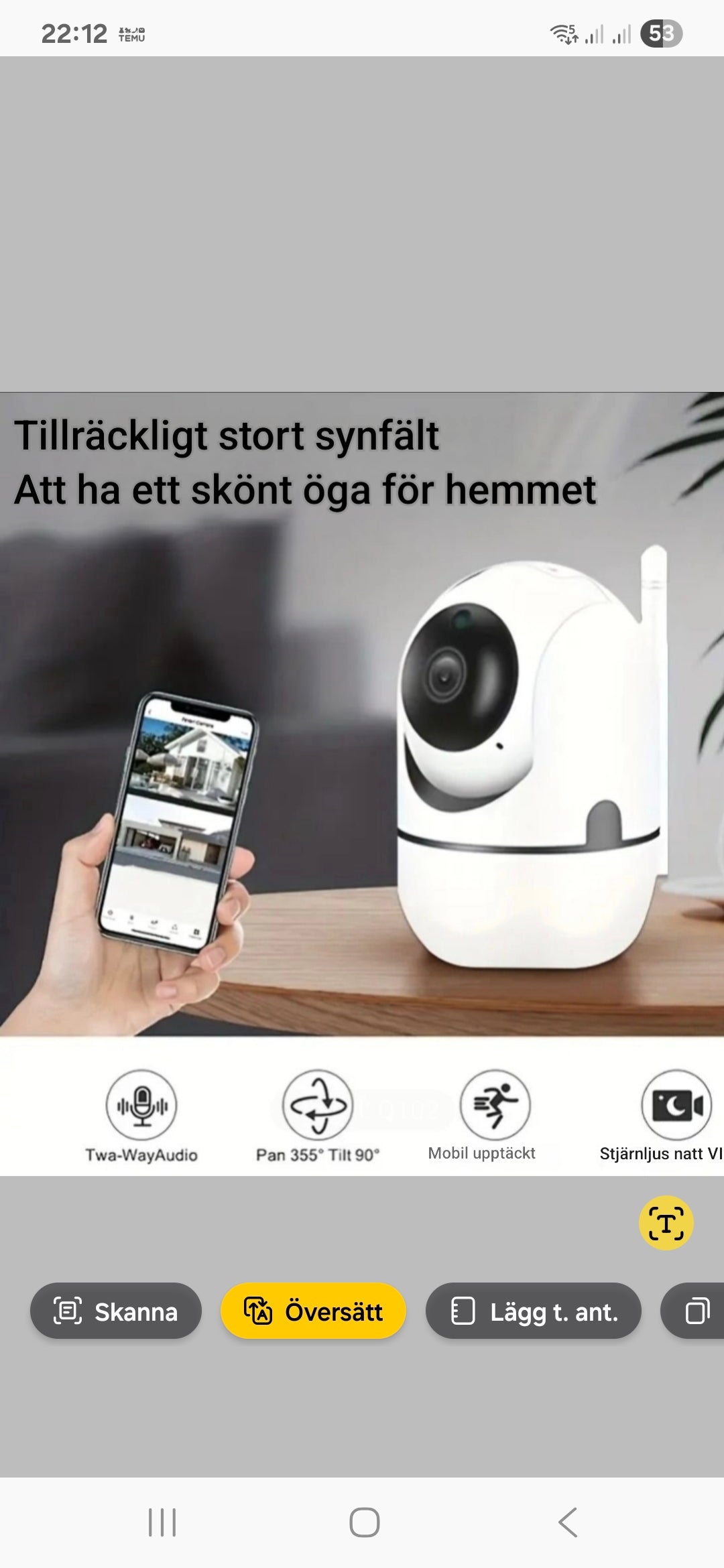 WiFi Övervakningskamera med 355° rotation och mörkerseende – Modell Q102