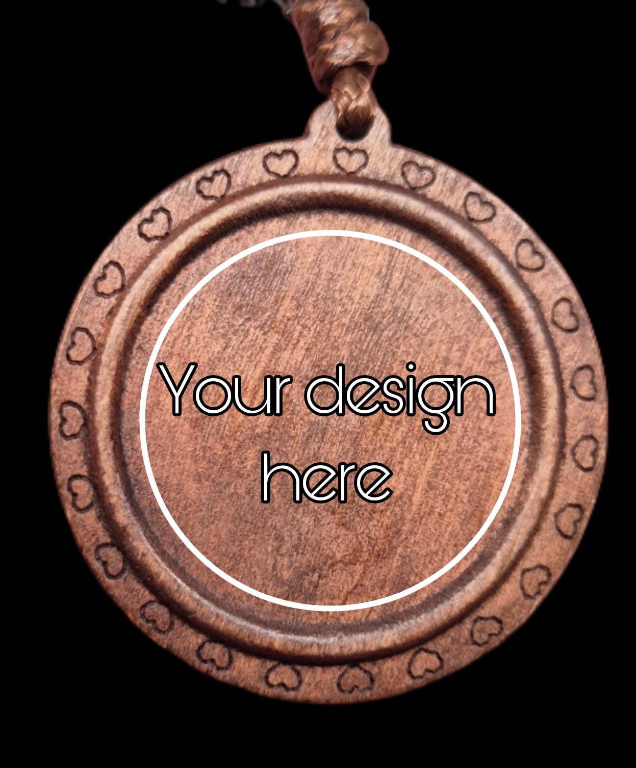 Personliga Trähalsband med Eget Tryck eller Gravyr – 1,5 tum