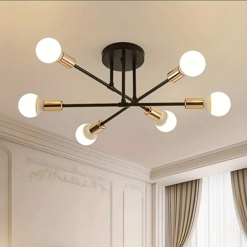 Modern Taklampa – GuldDesign med Plats för Sex Ljuskällor