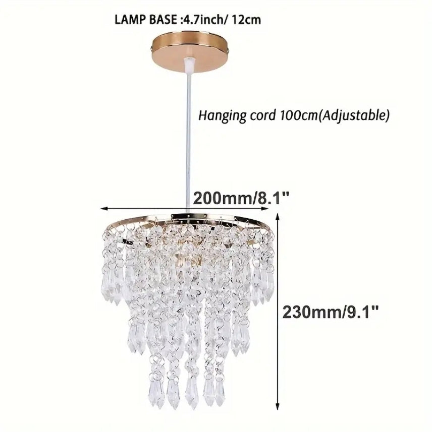 Modern Kristallkrona – Elegant 3-Våningsdesign med Regndroppar och Guldfinish