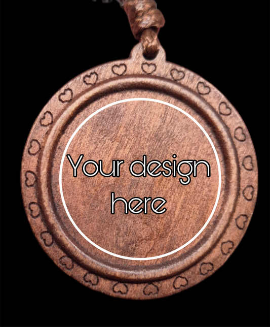 Personliga Trähalsband med Eget Tryck eller Gravyr – 1,5 tum