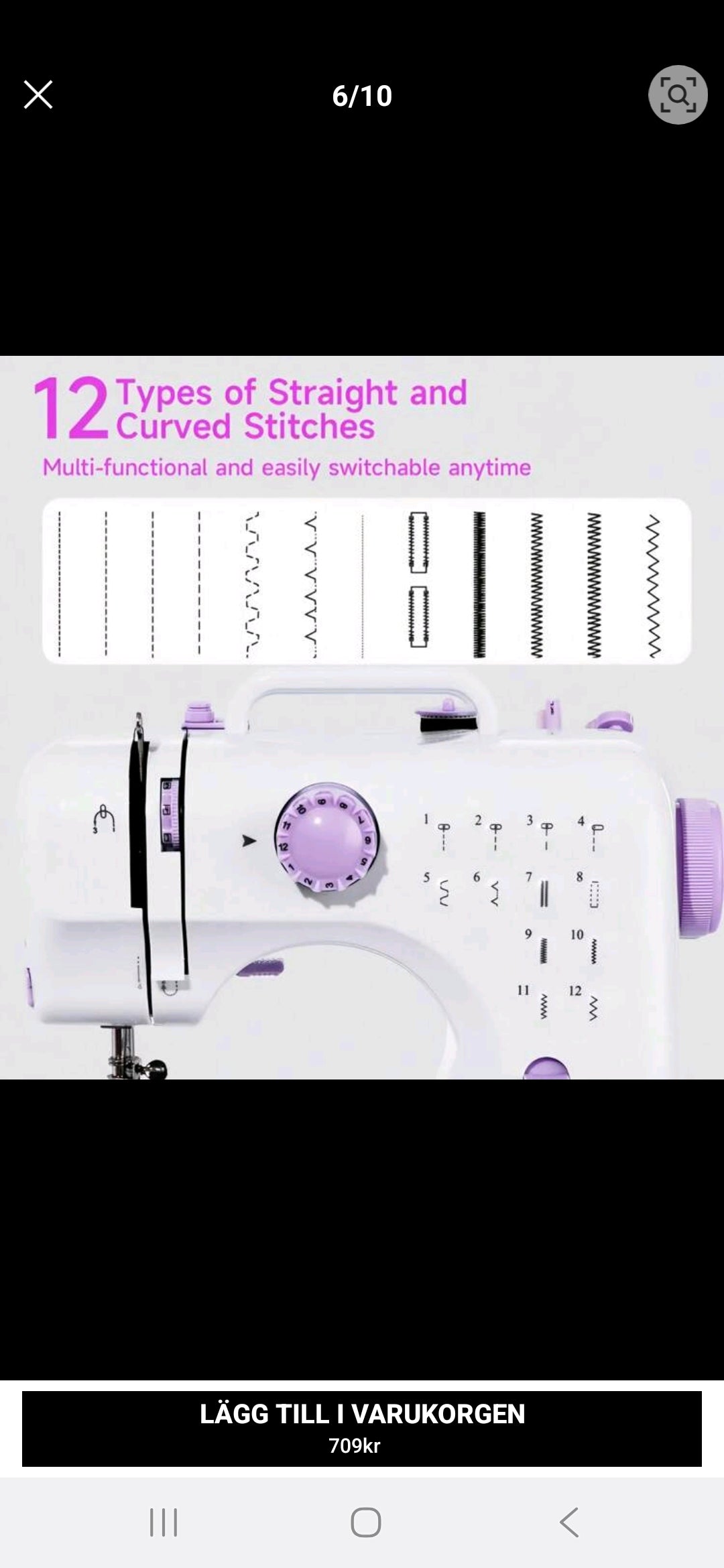 Bärbar Elektrisk Symaskin med 12 Sömmar