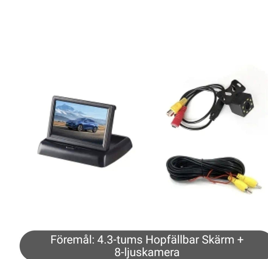 4.3-tums Hopfällbar Skärm + 8-ljuskamera