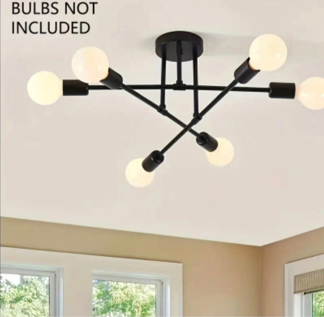 Modern Taklampa – GuldDesign med Plats för Sex Ljuskällor