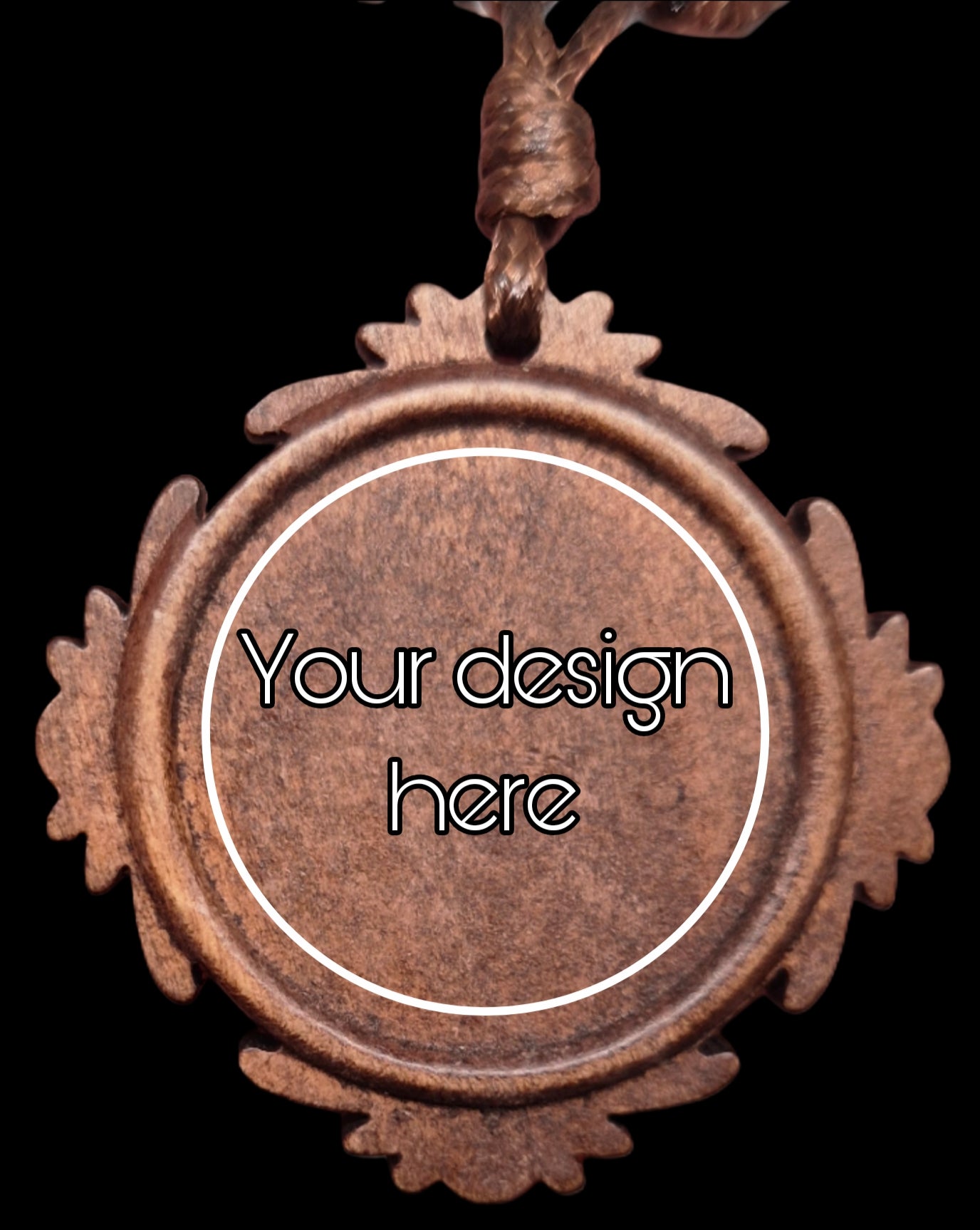 Personliga Trähalsband med Eget Tryck eller Gravyr – 1,5 tum