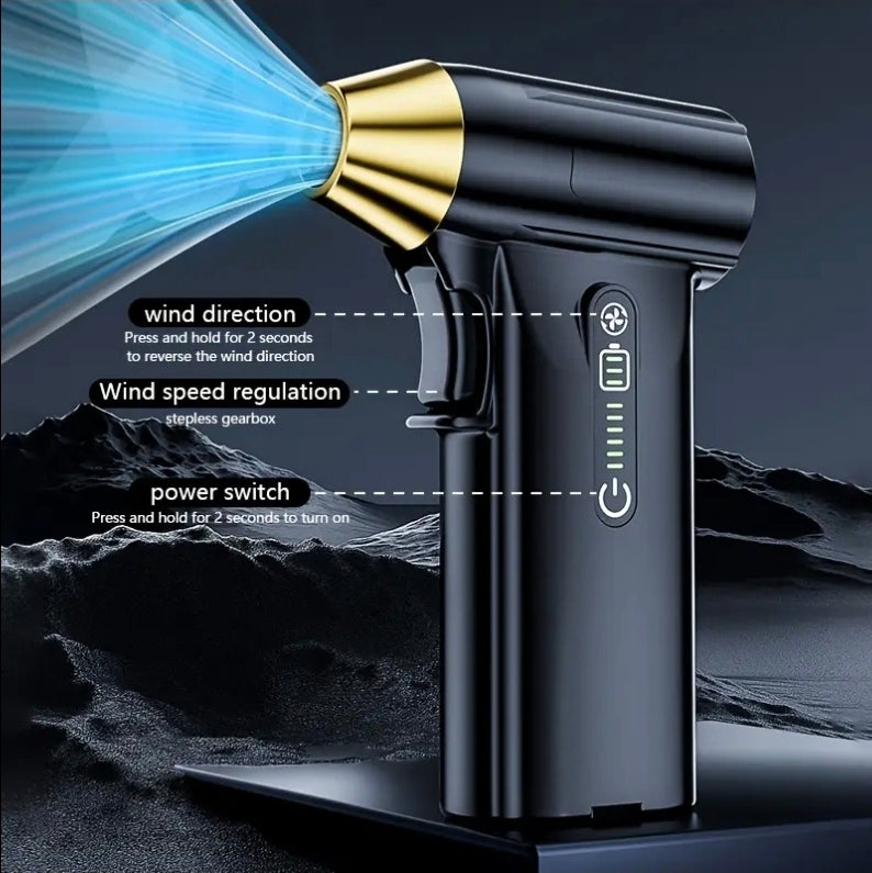 Kompakt Turbofläkt – 130000 RPM & 3 Munstycken | Bärbar Luftblåsare