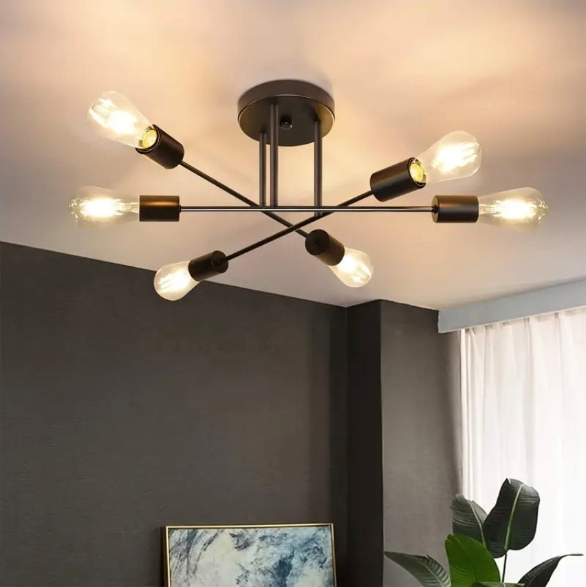 Modern Taklampa – GuldDesign med Plats för Sex Ljuskällor