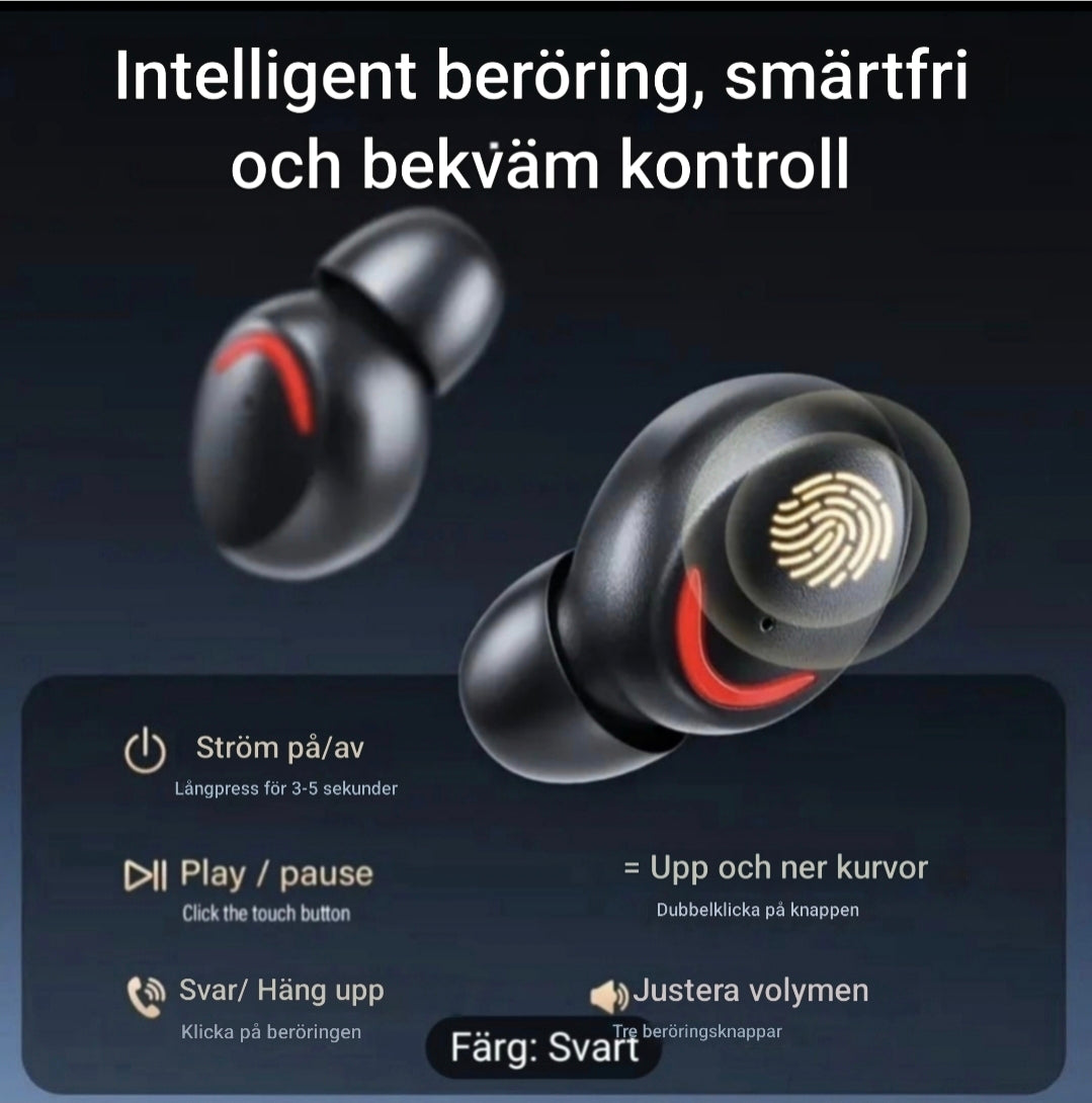 Trådlösa hörlurar med laddningsetui/powerbank – Svart