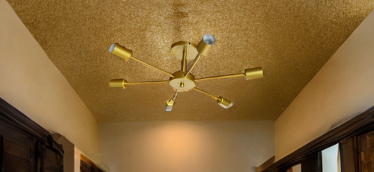 1 st industriell 6-armad taklampa i guldfärg – E27 sockel