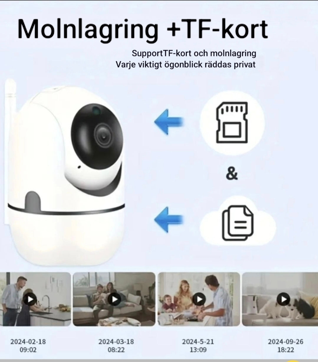 WiFi Övervakningskamera med 355° rotation och mörkerseende – Modell Q102